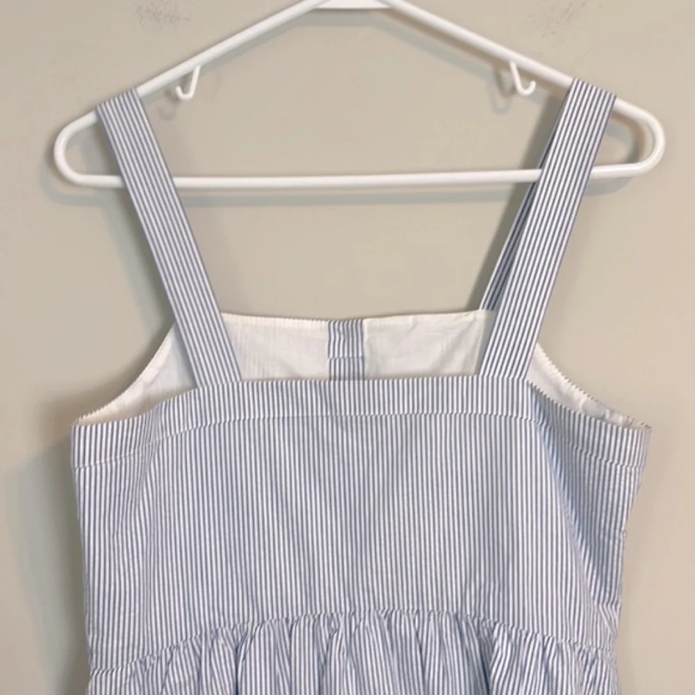 J.‎ crew blue and white striped Button up sleeveless dress